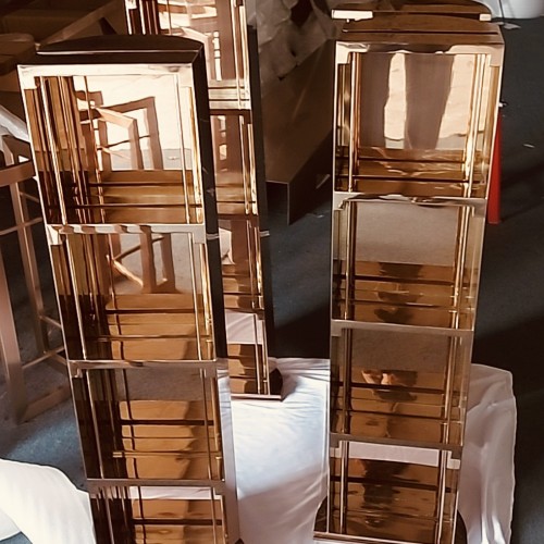 Tủ rượu inox mạ màu brown